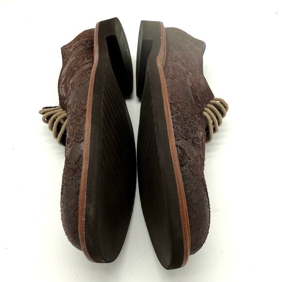 Tallia Men's Shoe Frederico Sz. 8.5 Brown Designer Leather Embossed Oxford Dress - Picture 8 of 10